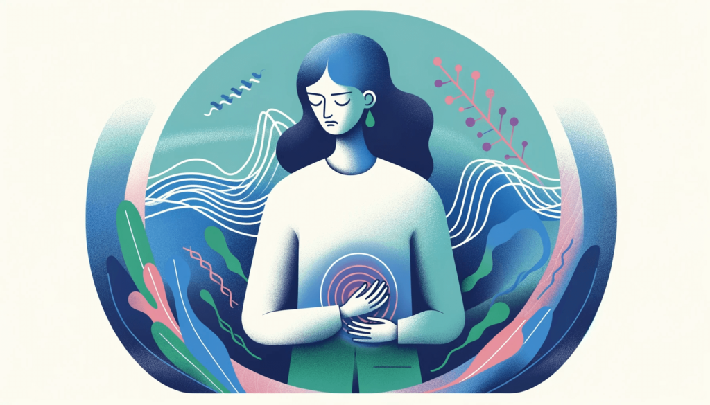 Fibromyalgia and Abdominal Cramping: A Comprehensive Understanding 2 DALL·E 2023 12 25 13.30.30 Illustration for the keyword Fibromyalgia and Abdominal Cramping A Comprehensive Understanding image 3 The graphic depicts a woman coping with ab 1